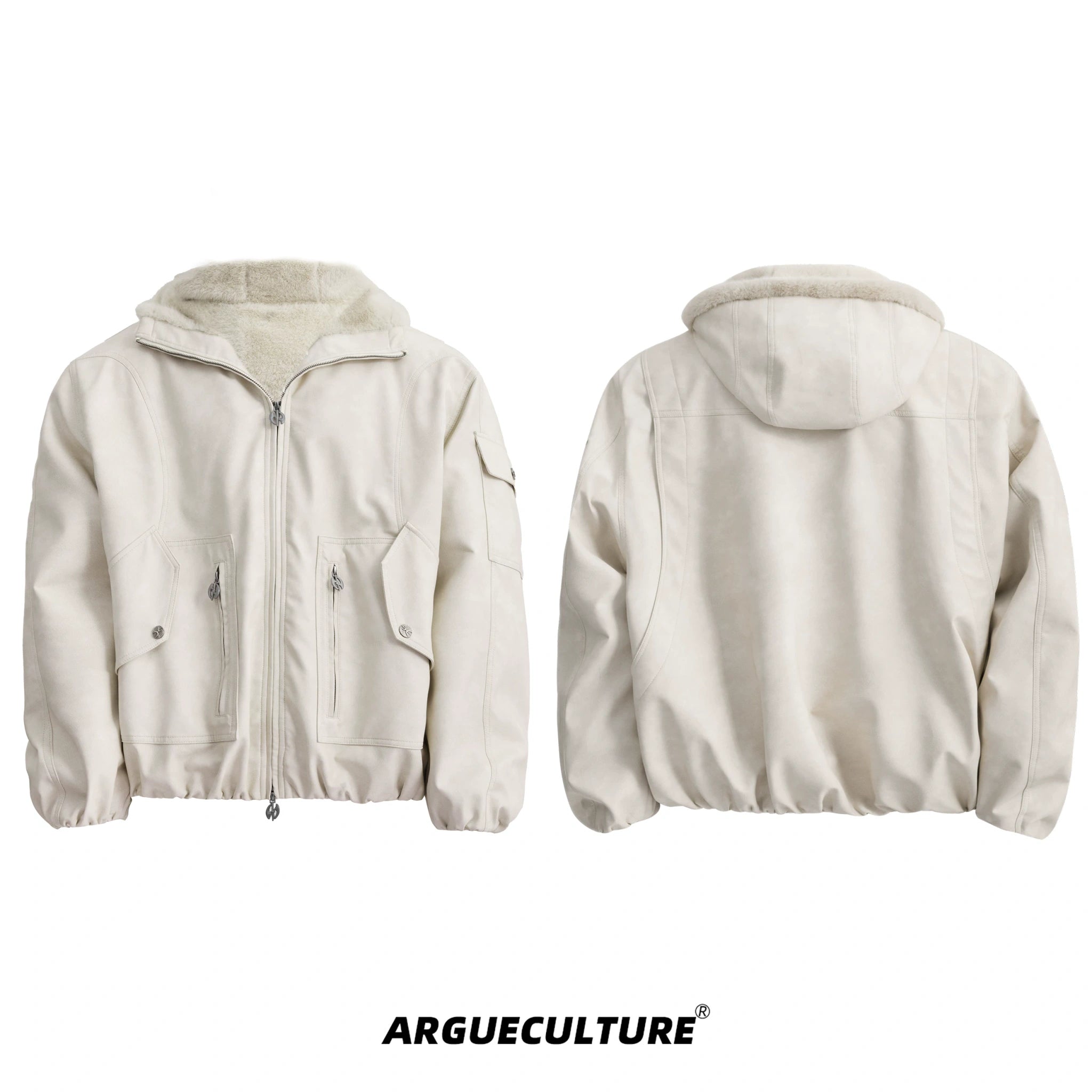 Reversible Hooded Padded Jacket | Relaxed Fit - White