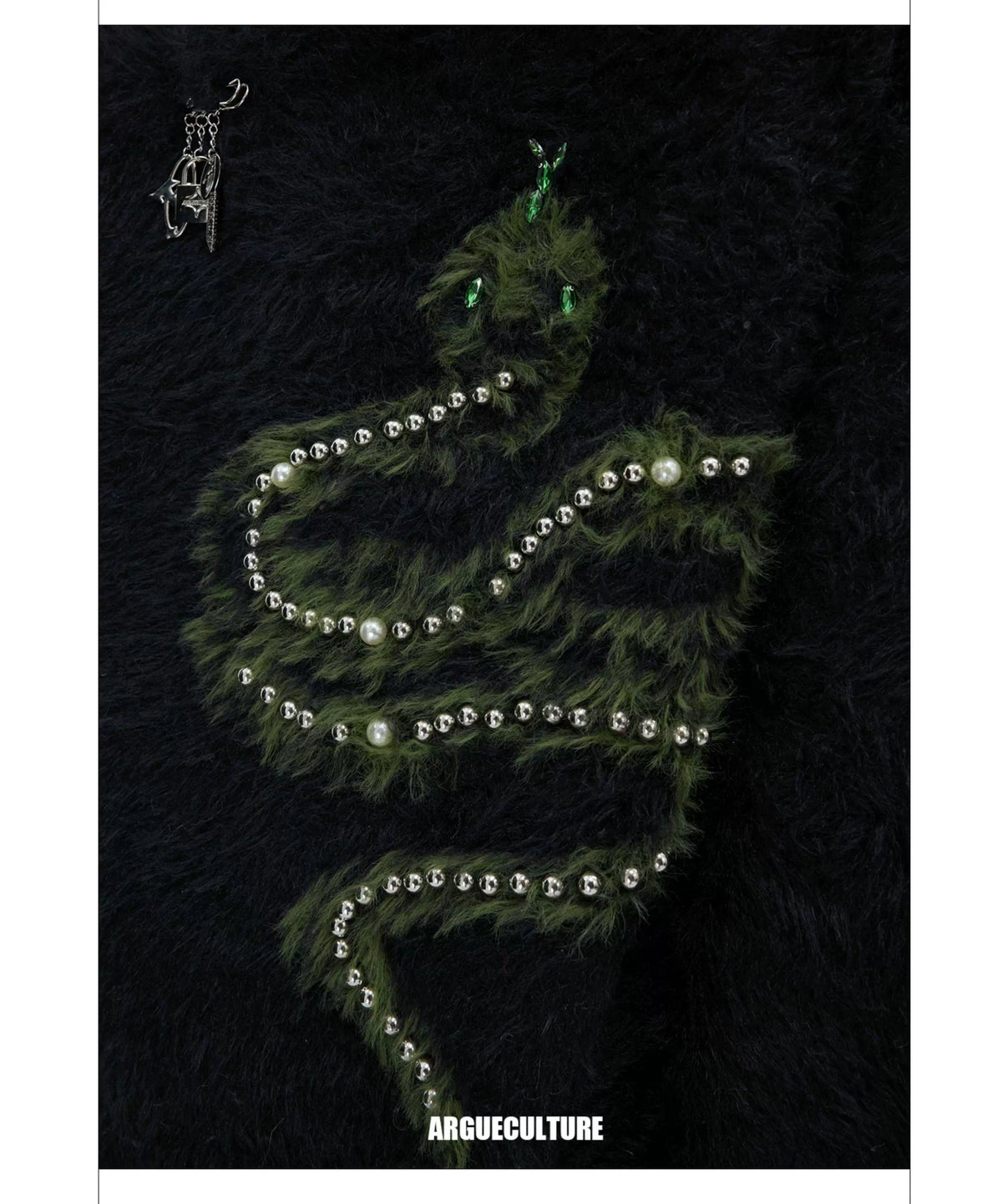 Pearl Snake Motif High-Neck Sweater | Unisex Knit - description image 14