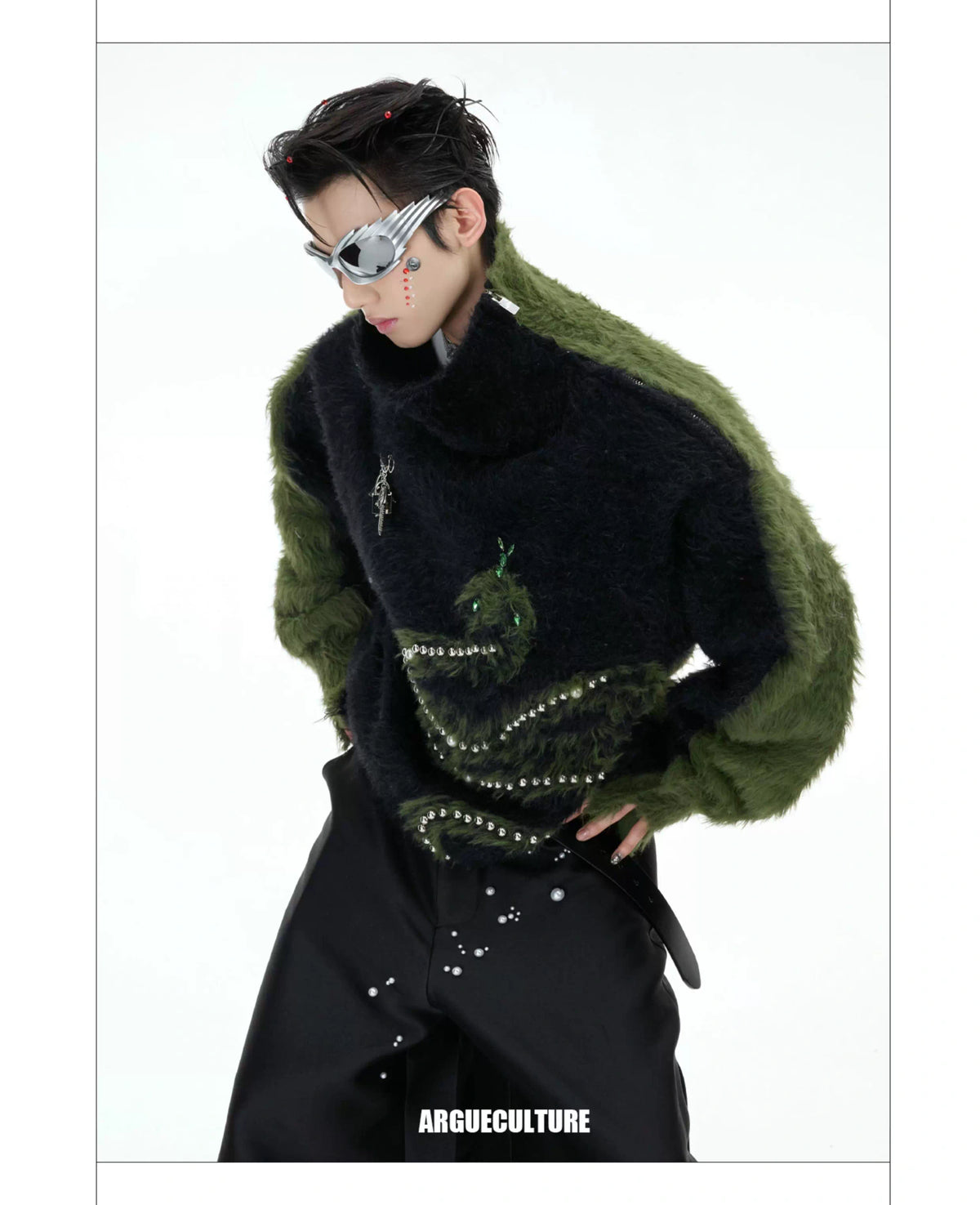 Pearl Snake Motif High-Neck Sweater | Unisex Knit - description image 16