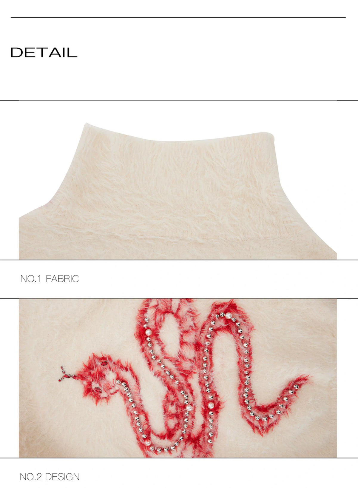 Pearl Snake Motif High-Neck Sweater | Unisex Knit - description image 19