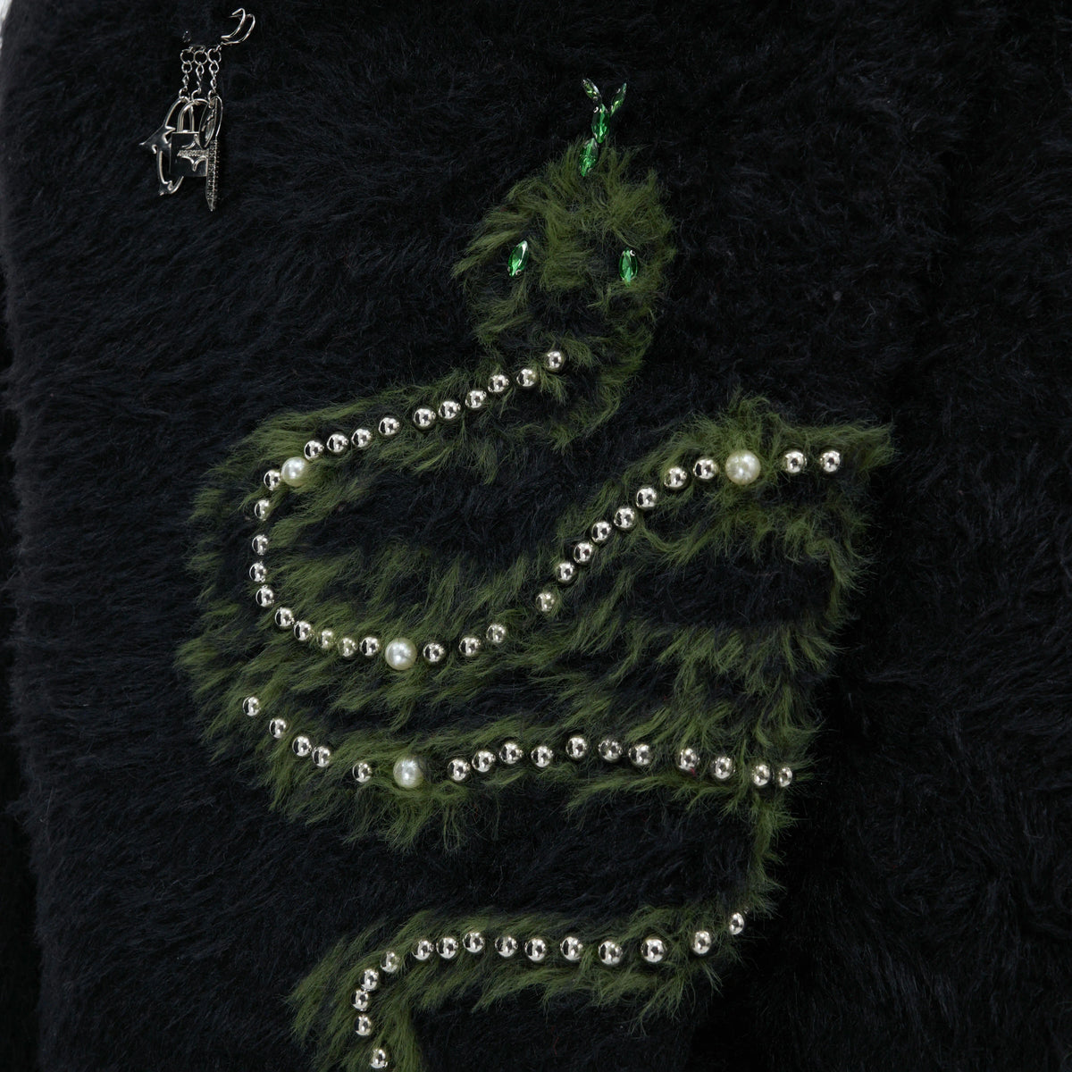 Pearl Snake Motif High-Neck Sweater | Unisex Knit - main image 3