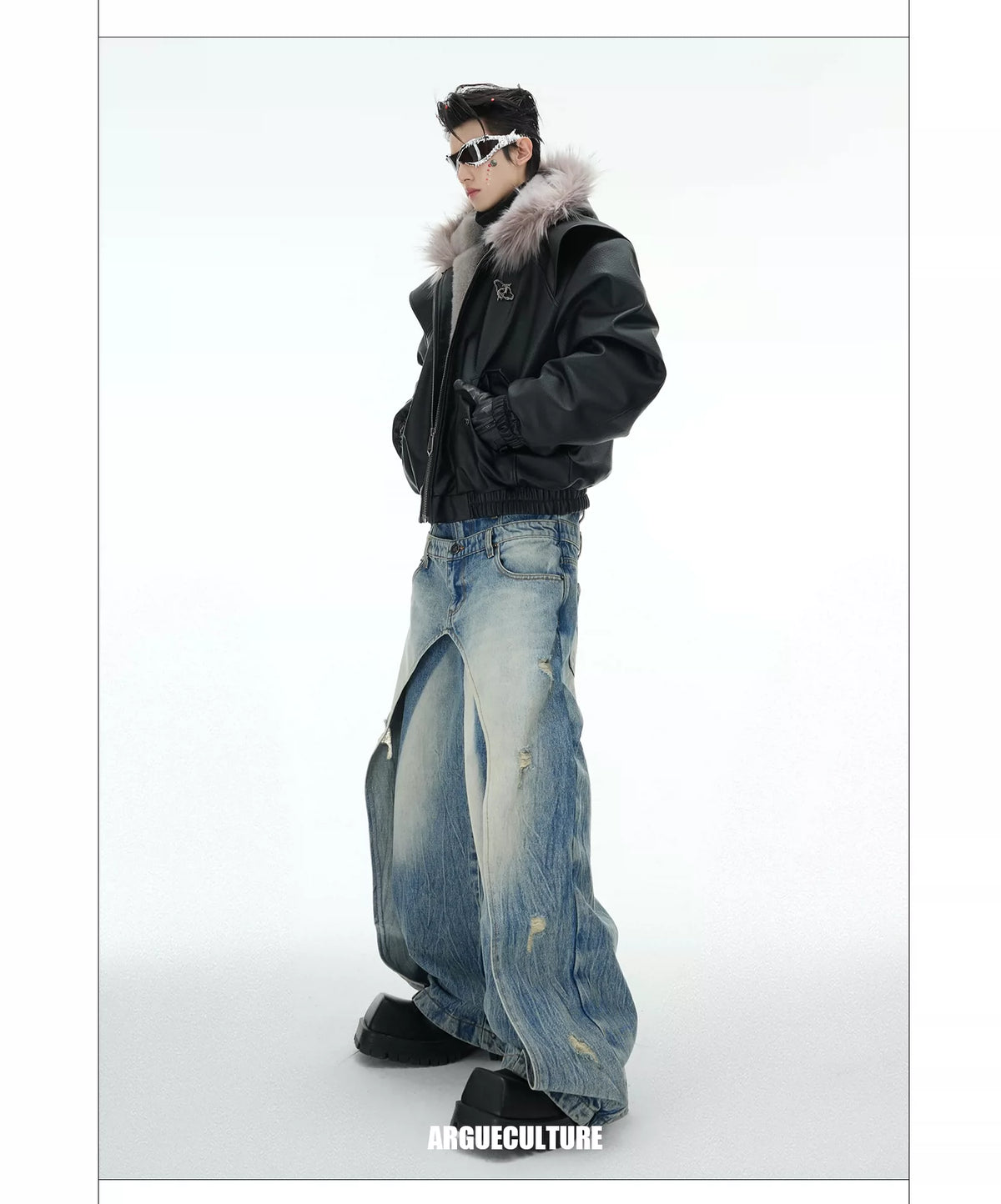 Reversible Hooded PU Padded Jacket in Black or Beige - description image 8