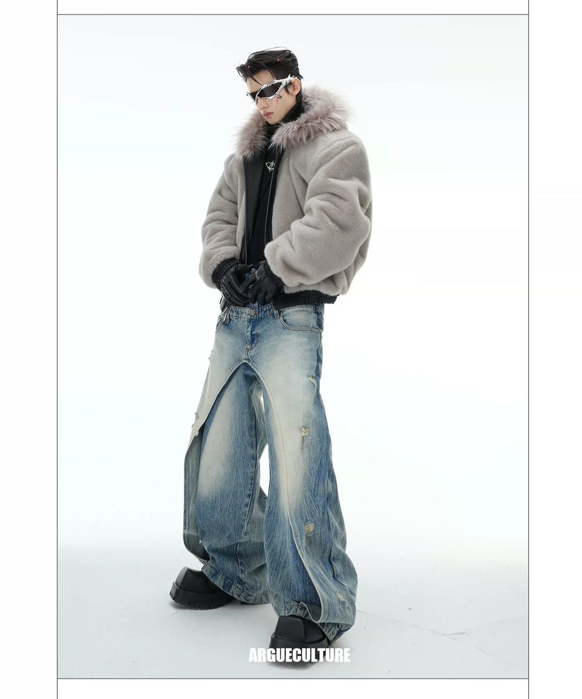 Reversible Hooded PU Padded Jacket in Black or Beige - description image 13