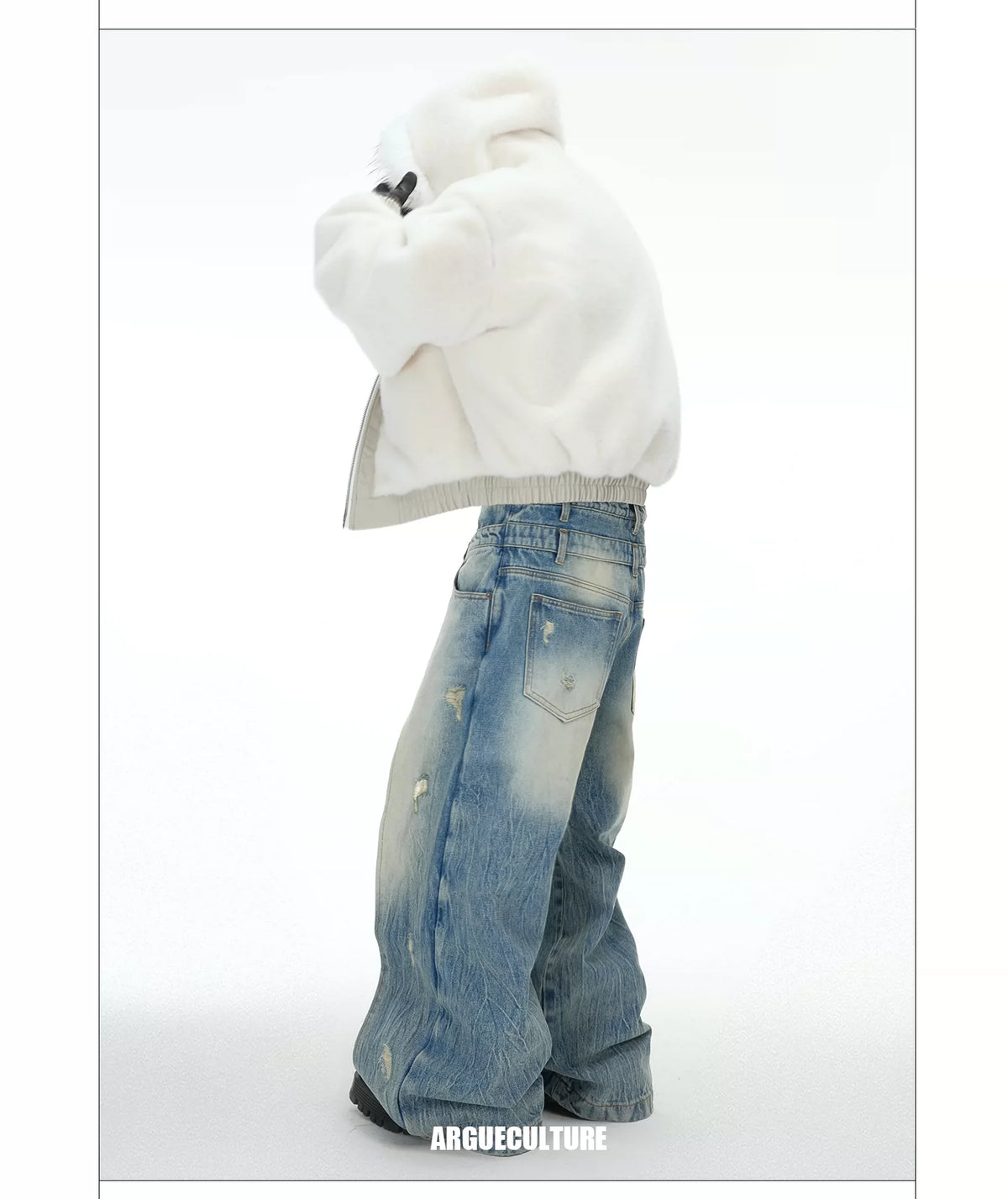 Reversible Hooded PU Padded Jacket in Black or Beige - description image 26
