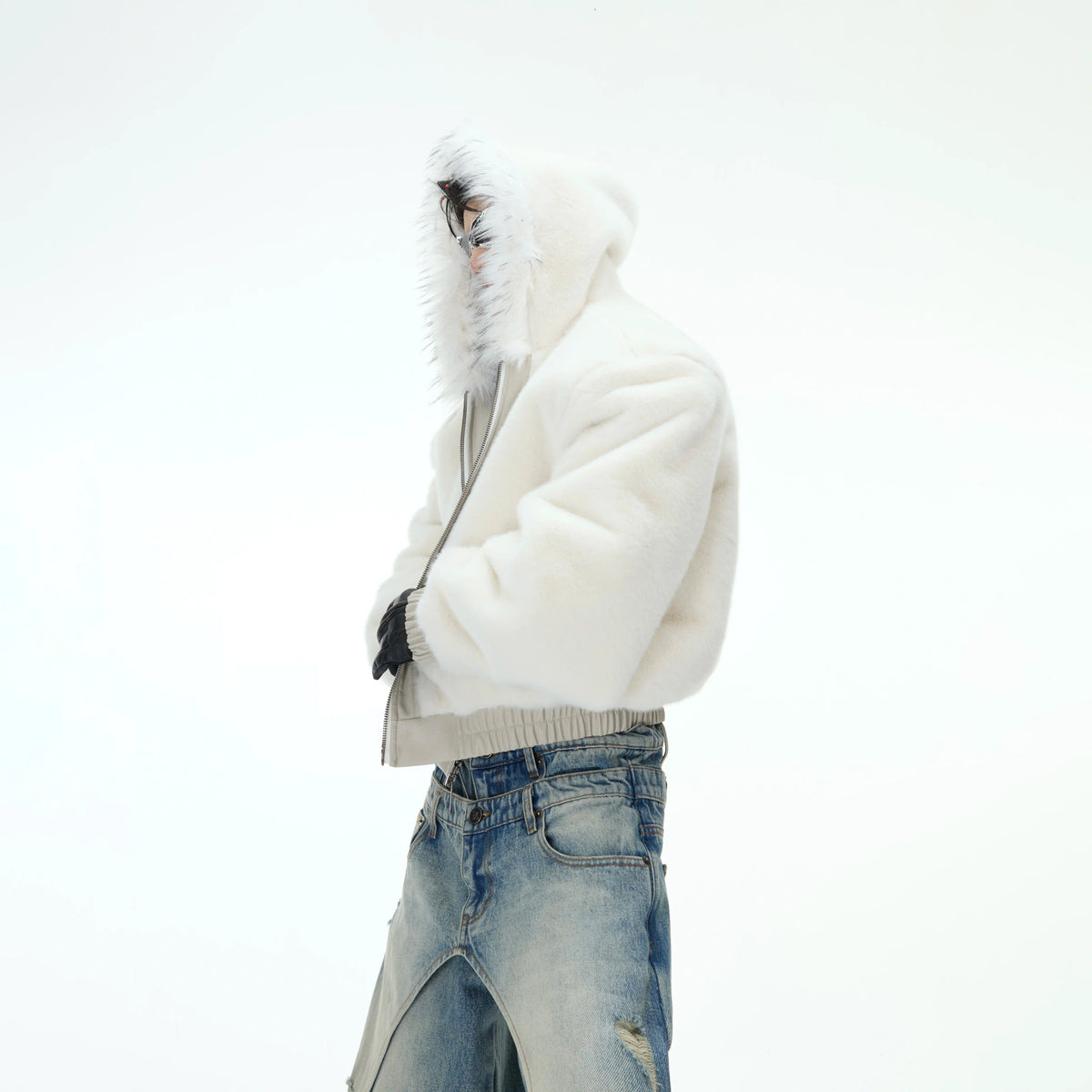 Reversible Hooded PU Padded Jacket in Black or Beige - main image 3