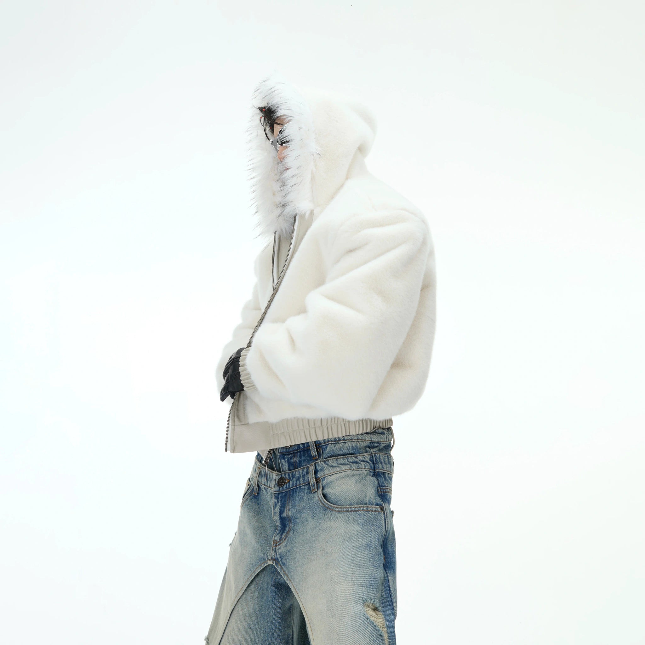 Reversible Hooded PU Padded Jacket in Black or Beige - main image 3