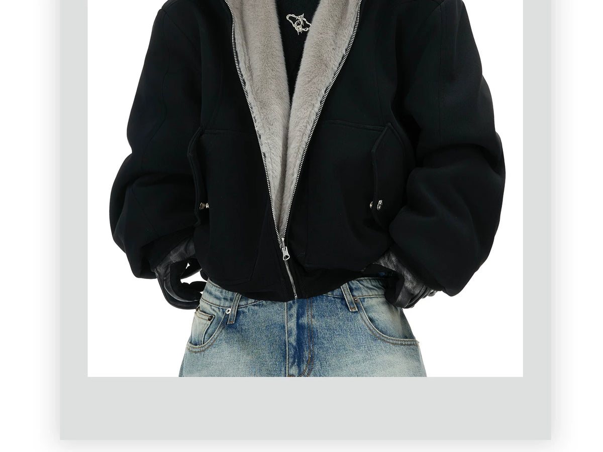 Reversible Hooded Quilted Jacket | Plush Cotton Blend - description image 2