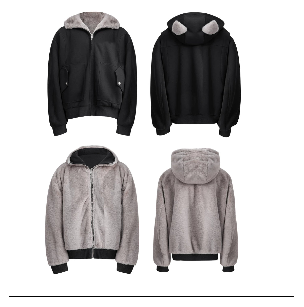 Reversible Hooded Quilted Jacket | Plush Cotton Blend - description image 23