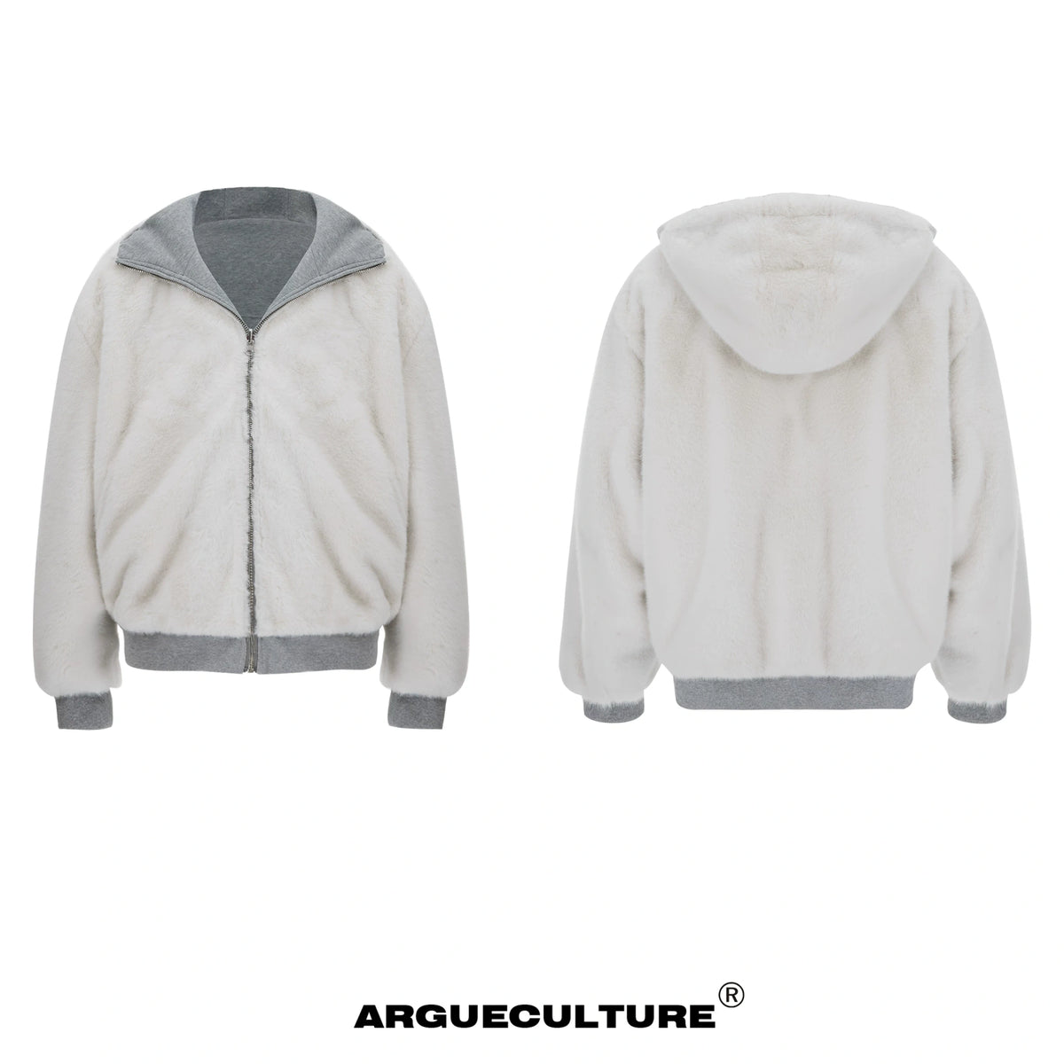 Reversible Hooded Quilted Jacket | Plush Cotton Blend - Gray Jacket