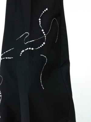Wide-Leg Trousers with Snake Logo and Pearl Chain - main image 3