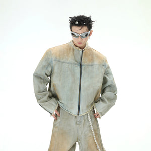 Pearl-Embellished Washed Denim Jacket and Flared Jeans - main image 4