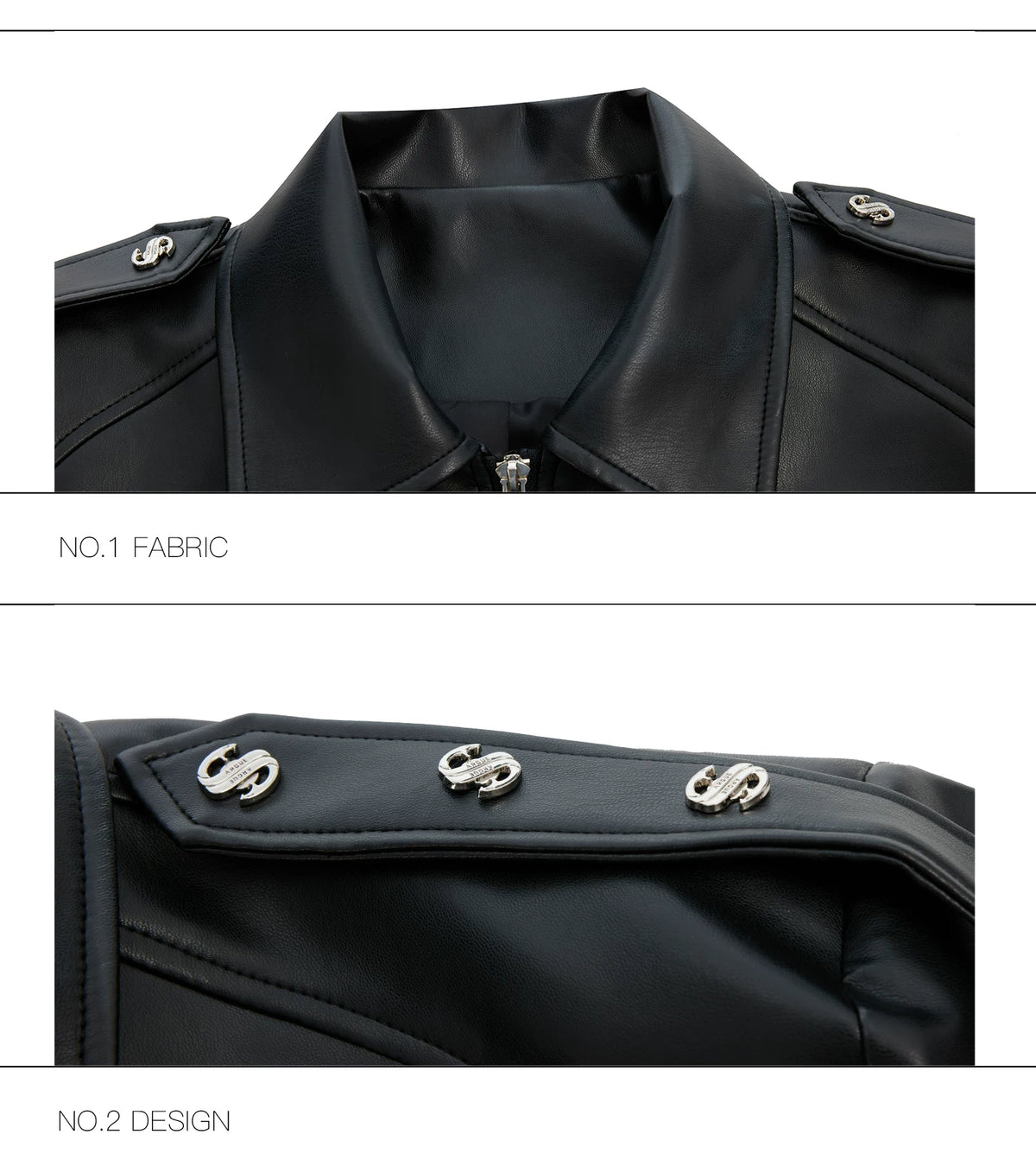 Deconstructed Metal Detail Cropped PU Jacket - description image 10