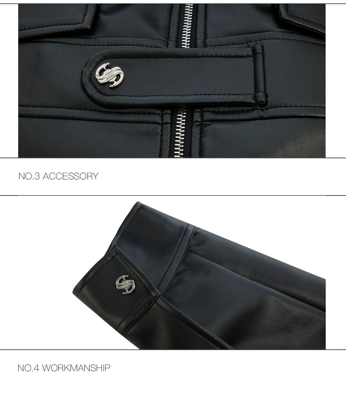Deconstructed Metal Detail Cropped PU Jacket - description image 11