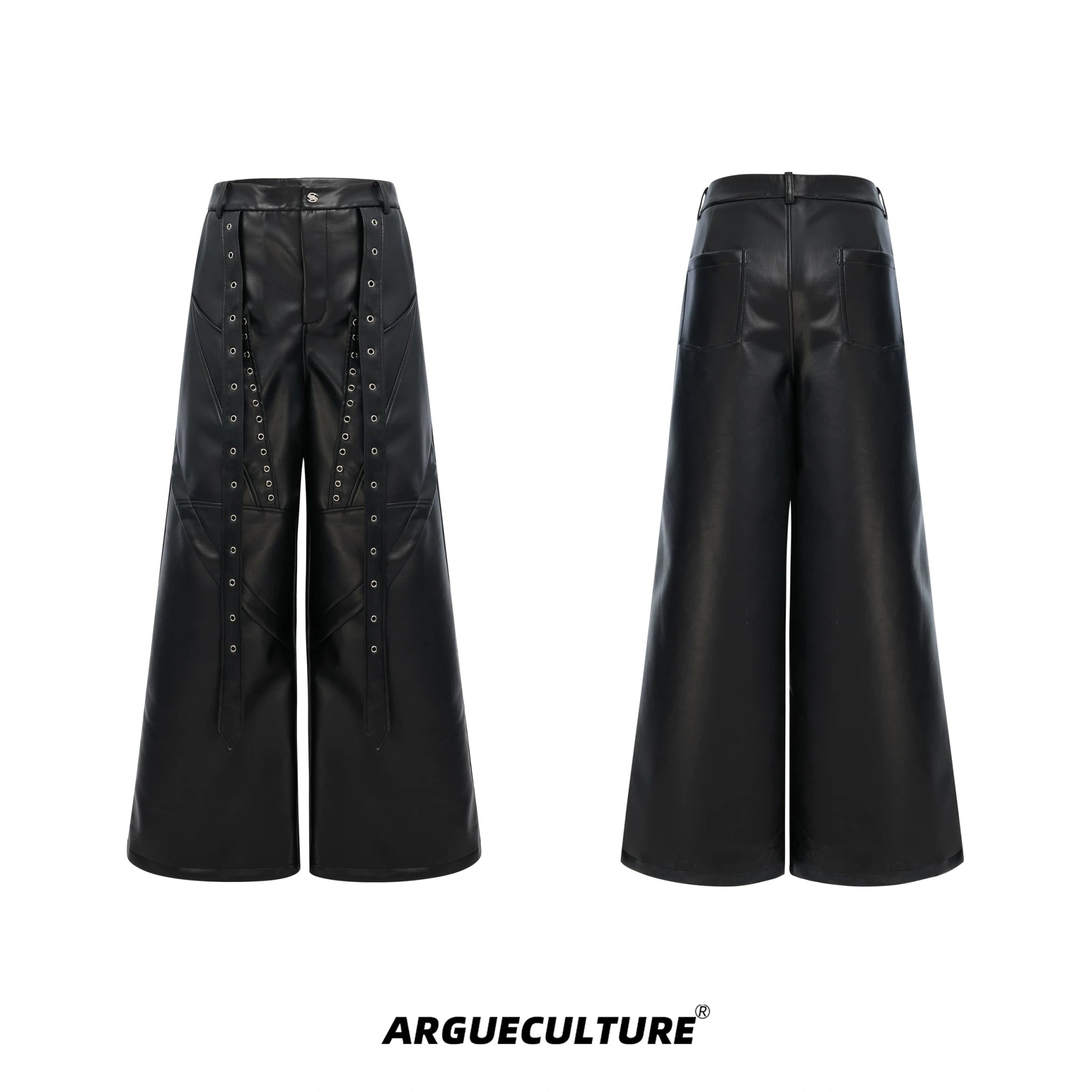 Deconstructed Metal Detail Cropped PU Jacket - Black Pants