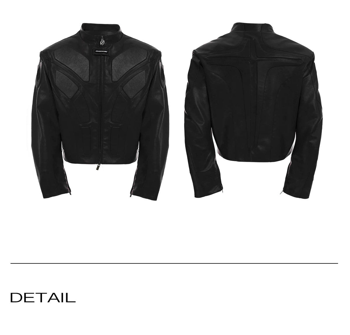 Deconstructed Relief Stand-Collar PU Jacket - description image 22