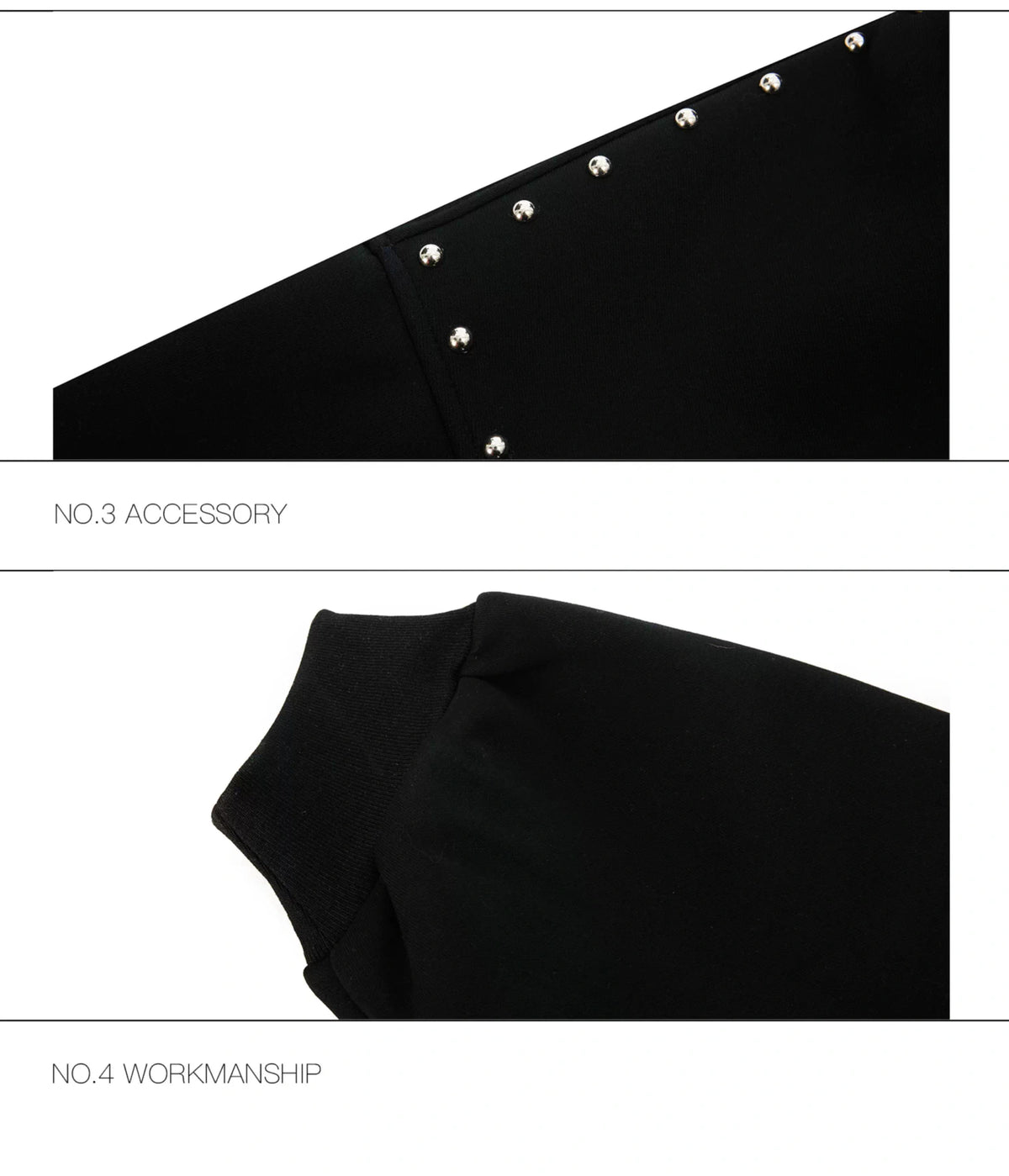 Relaxed Doberman-Ear Rivet Zip Hoodie Jacket - description image 26