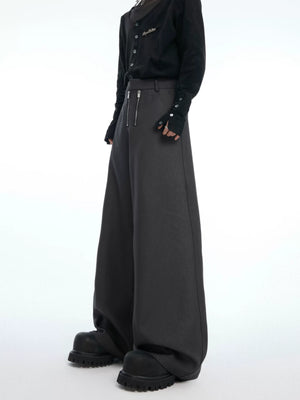 Metal Double-Zip Textured Straight-Leg Trousers - main image 2