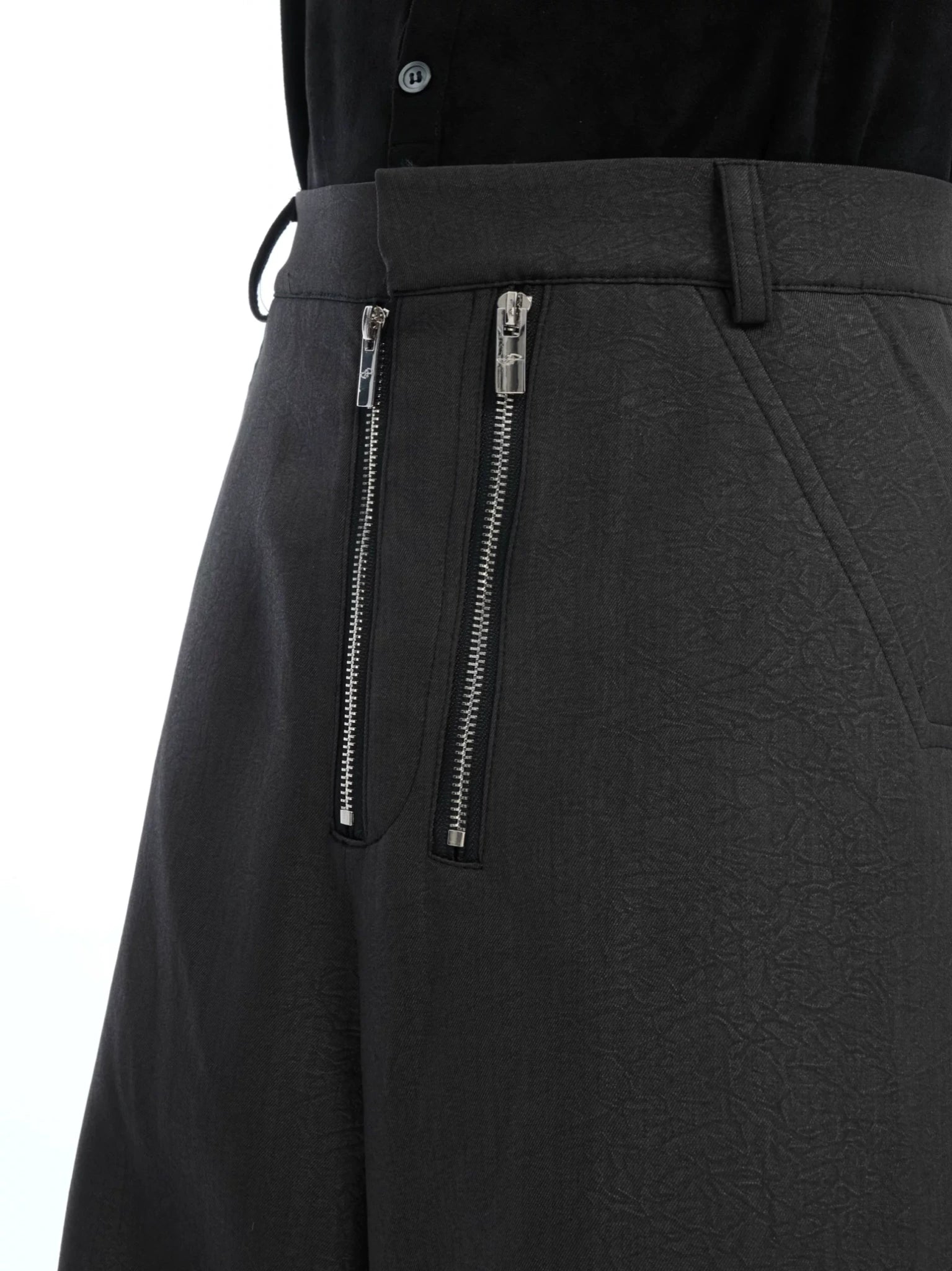 Metal Double-Zip Textured Straight-Leg Trousers - main image 3