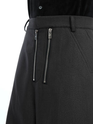 Metal Double-Zip Textured Straight-Leg Trousers - main image 3