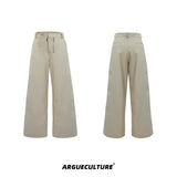 Metal Double-Zip Textured Straight-Leg Trousers - Beige