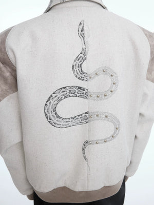 Deconstructed Snake-Print Cropped Jacket | Unisex - main image 3