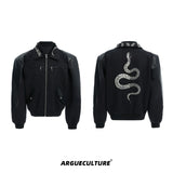 Deconstructed Snake-Print Cropped Jacket | Unisex - Black Jacket