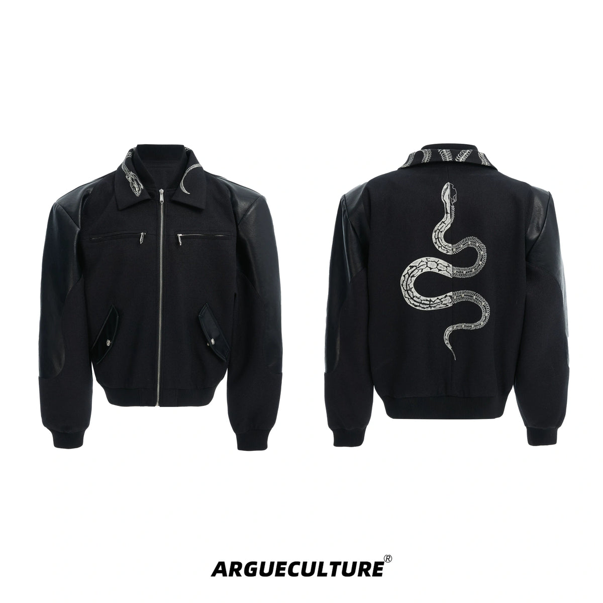 Deconstructed Snake-Print Cropped Jacket | Unisex - Black Jacket