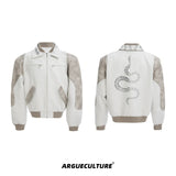 Deconstructed Snake-Print Cropped Jacket | Unisex - White Jacket