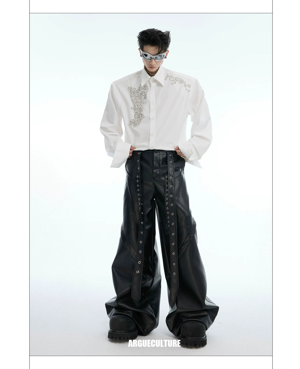 Crystal Shoulder-Pad Cotton Shirt | Relaxed Unisex Style - description image 10