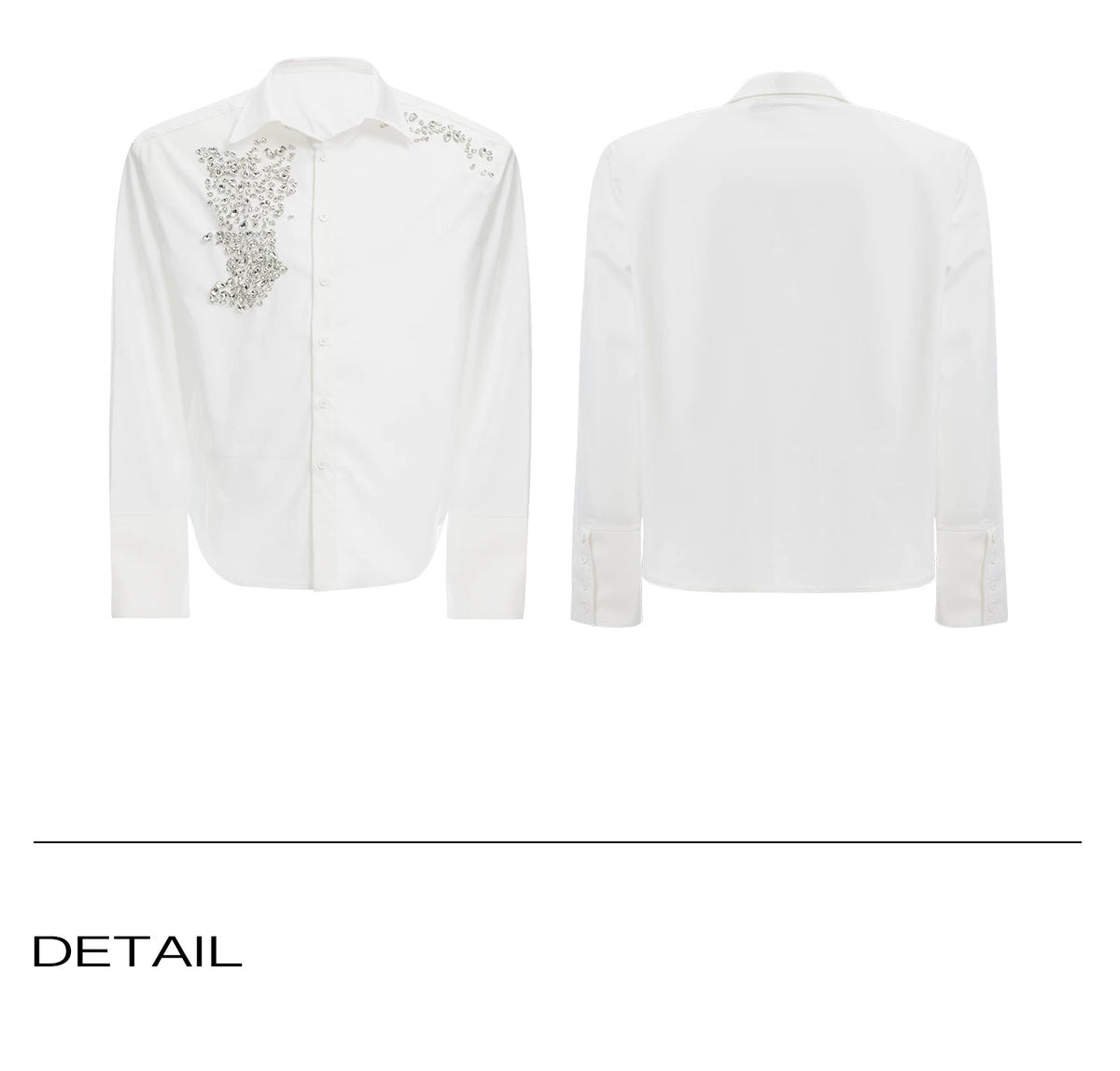 Crystal Shoulder-Pad Cotton Shirt | Relaxed Unisex Style - description image 11