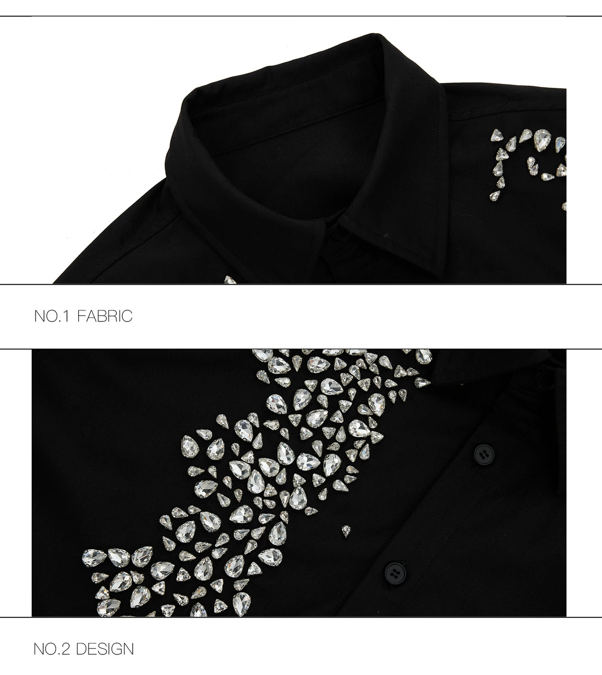 Crystal Shoulder-Pad Cotton Shirt | Relaxed Unisex Style - description image 12