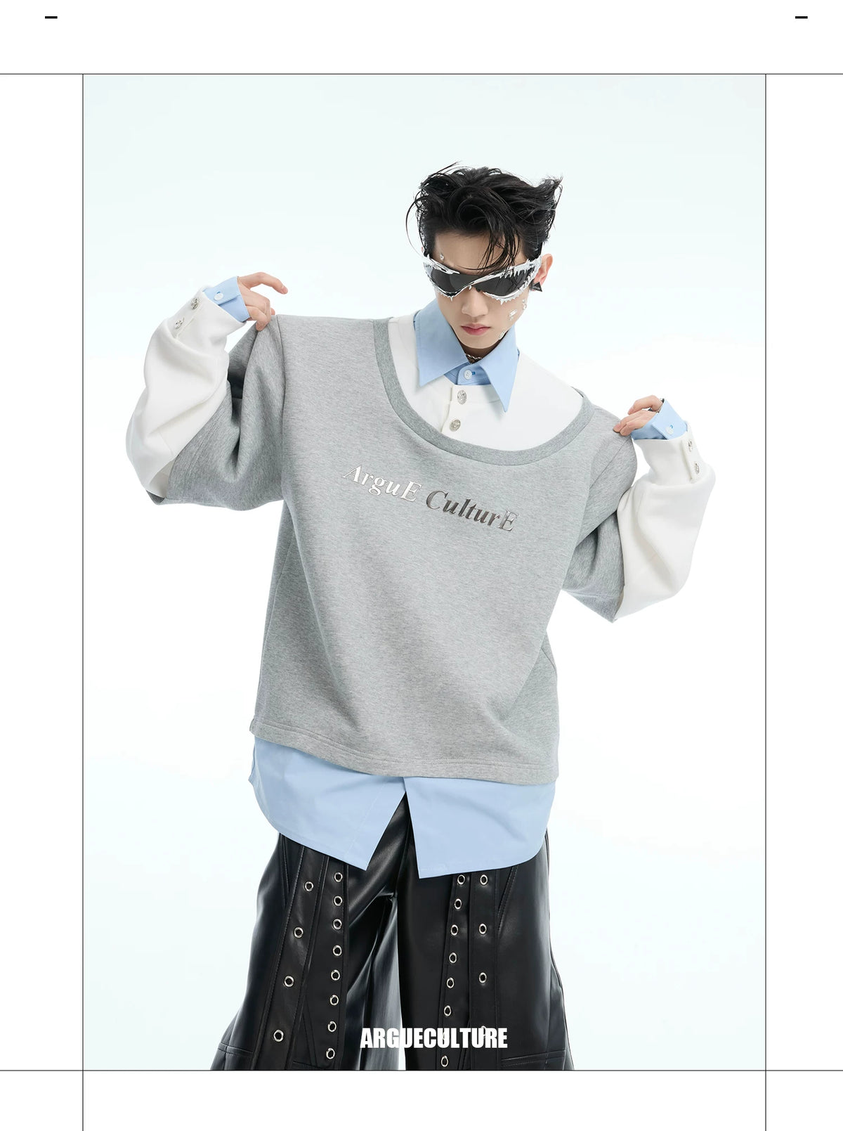 Color-Blocked Three-Piece Long-Sleeve T-Shirt - description image 1