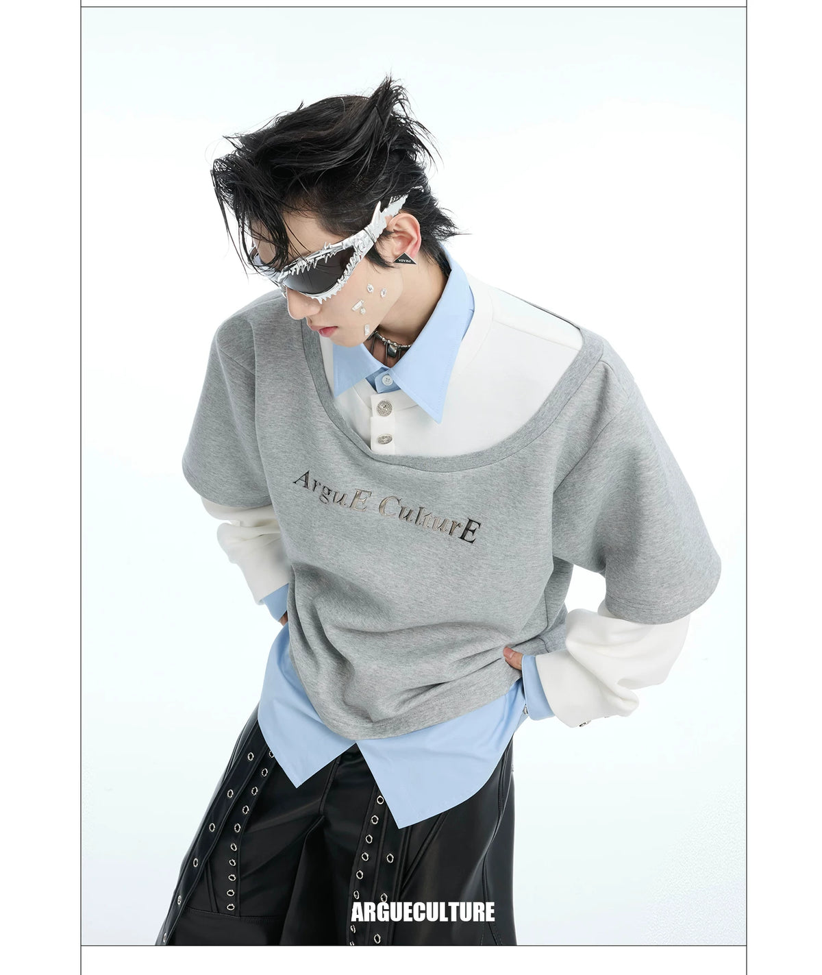 Color-Blocked Three-Piece Long-Sleeve T-Shirt - description image 2