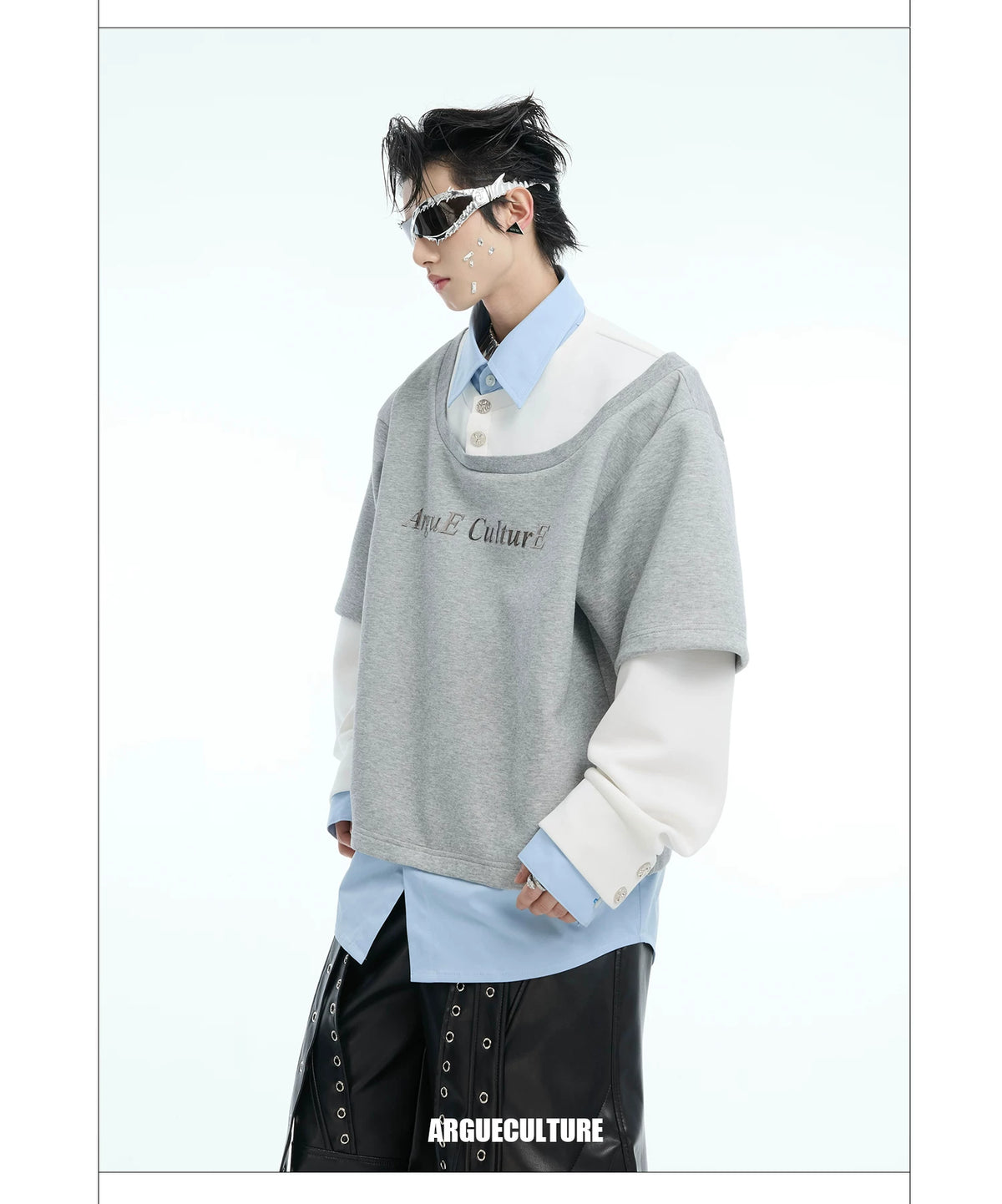Color-Blocked Three-Piece Long-Sleeve T-Shirt - description image 3