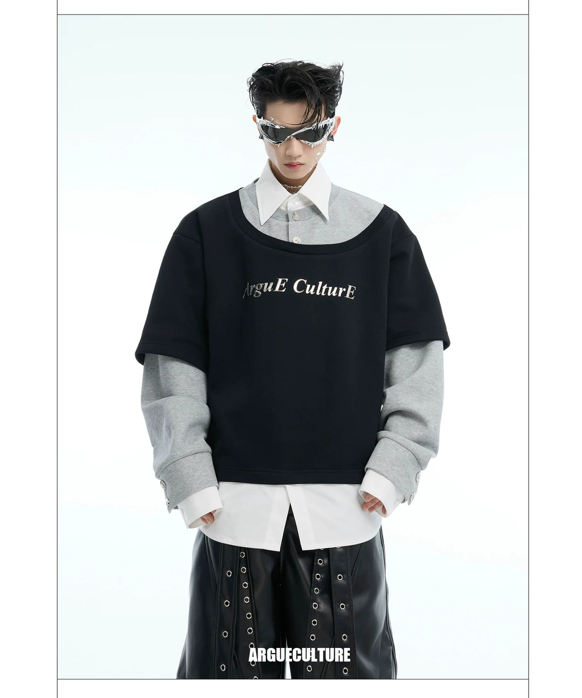 Color-Blocked Three-Piece Long-Sleeve T-Shirt - description image 8