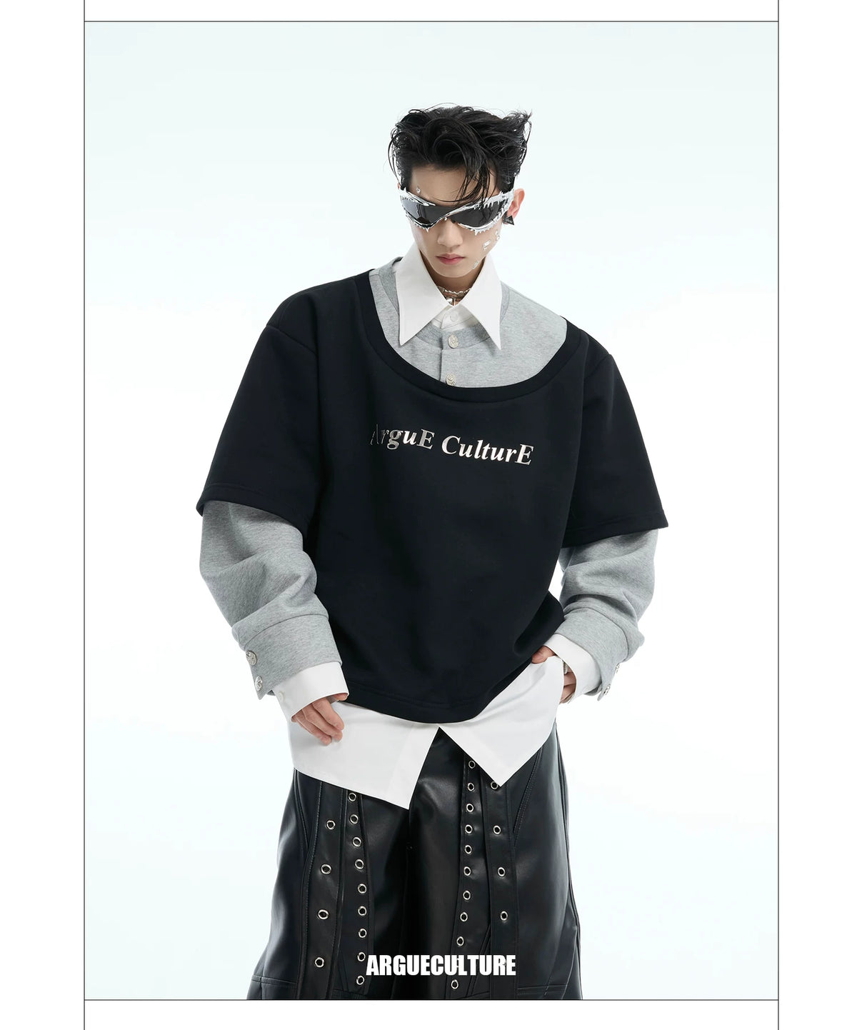 Color-Blocked Three-Piece Long-Sleeve T-Shirt - description image 9