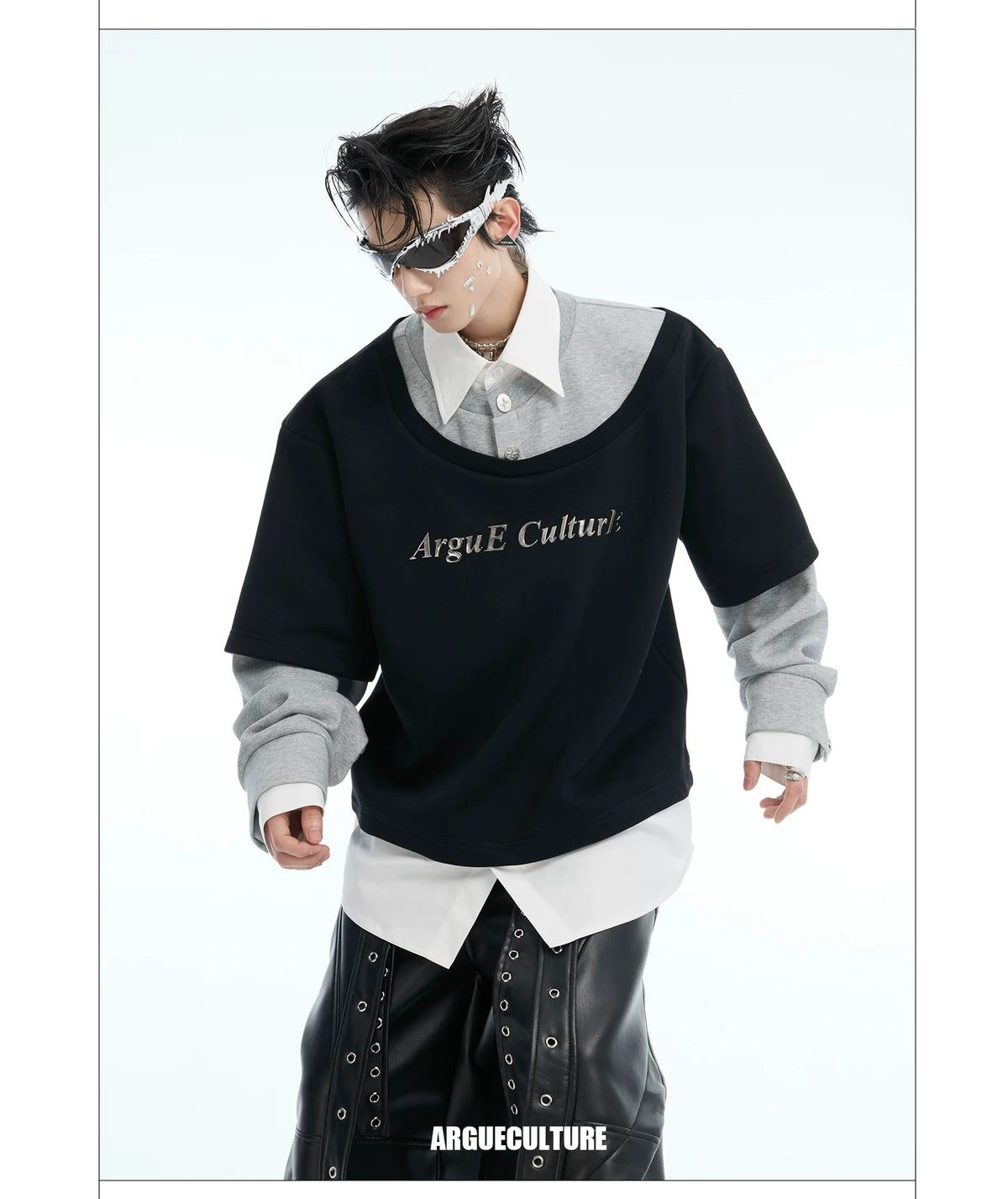 Color-Blocked Three-Piece Long-Sleeve T-Shirt - description image 10