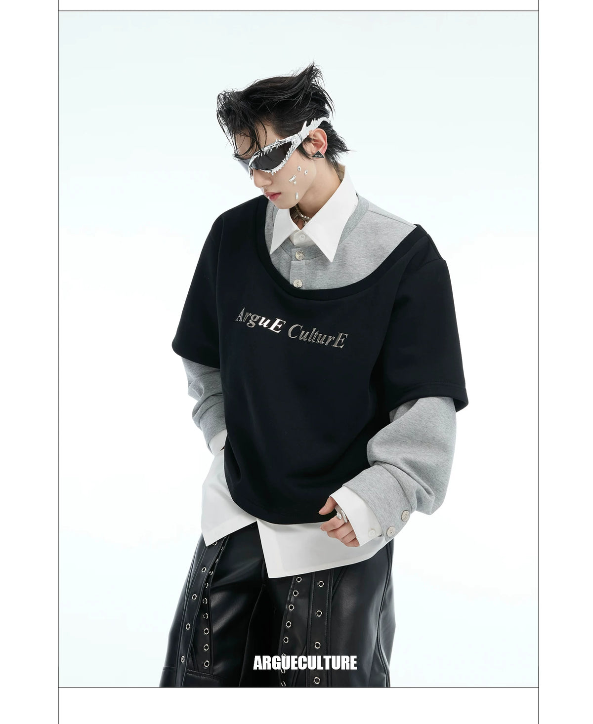 Color-Blocked Three-Piece Long-Sleeve T-Shirt - description image 12