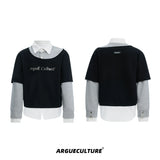 Color-Blocked Three-Piece Long-Sleeve T-Shirt - Black Jacket