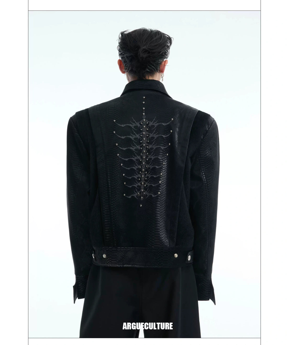 Snake-Texture PU Patchwork Jacket | Zip Streetwear - description image 5
