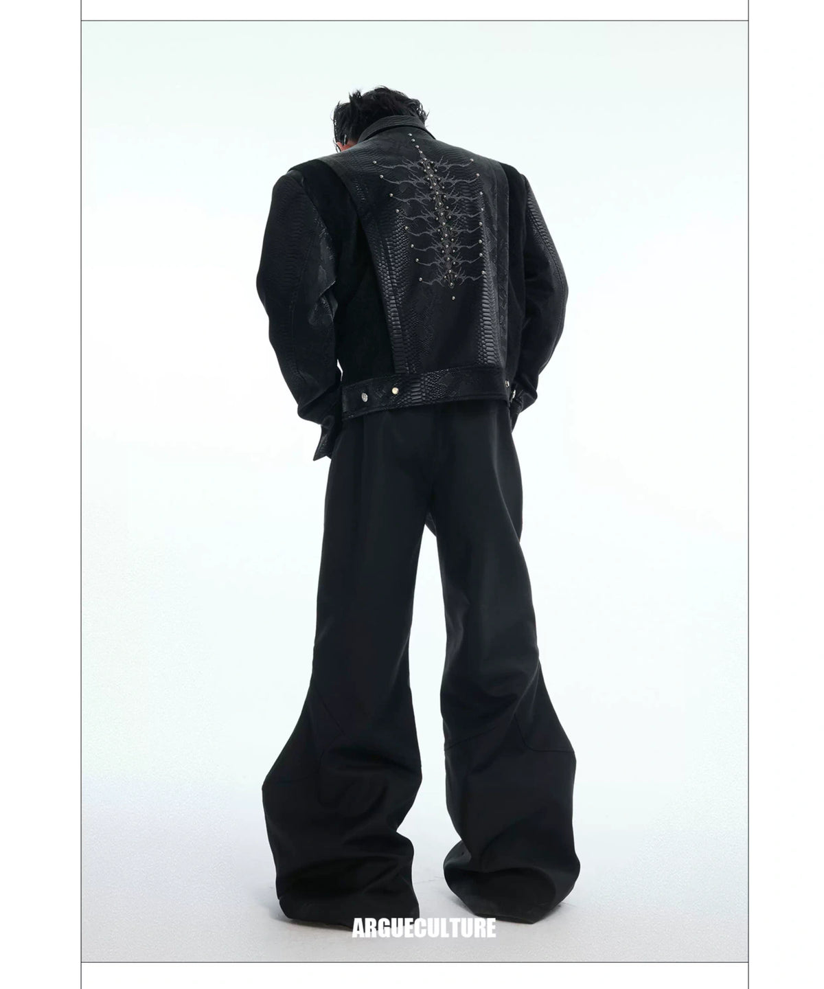 Snake-Texture PU Patchwork Jacket | Zip Streetwear - description image 9