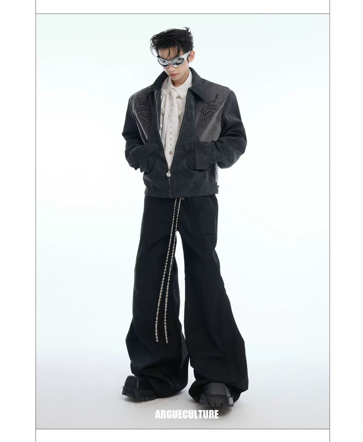 Snake-Texture PU Patchwork Jacket | Zip Streetwear - description image 24