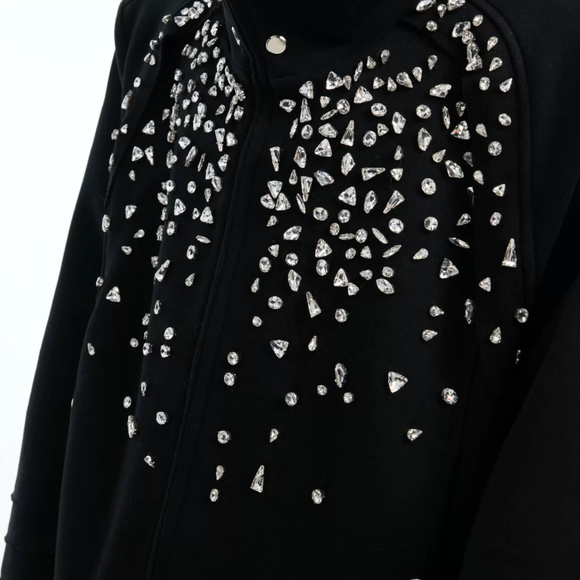 Relaxed Rhinestone Hooded Zip Jacket | Unisex Streetwear - main image 2