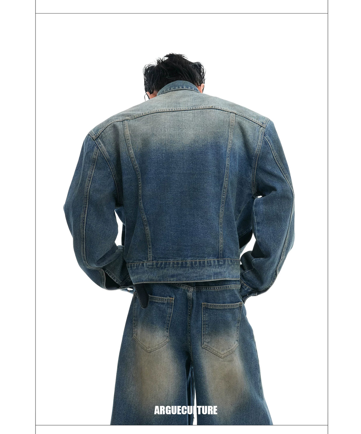 Embellished Washed Denim Jacket and Jeans in Blue - description image 5