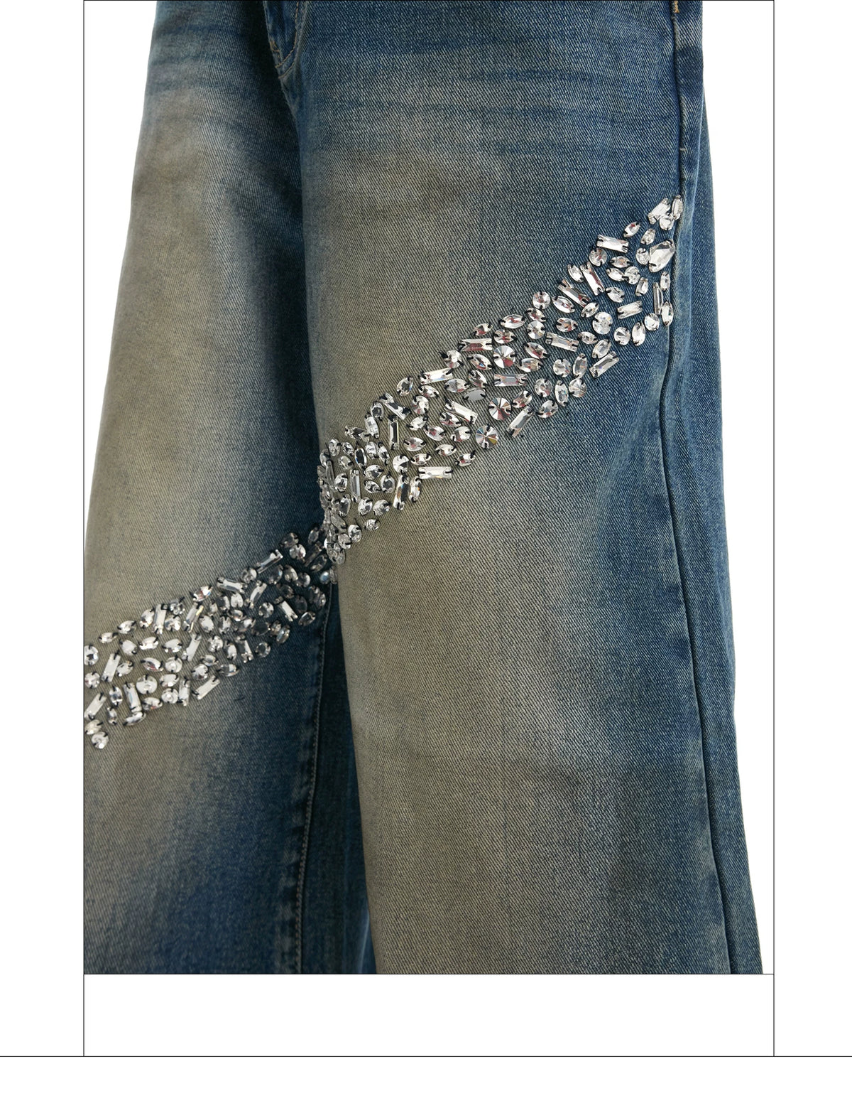 Embellished Washed Denim Jacket and Jeans in Blue - description image 14