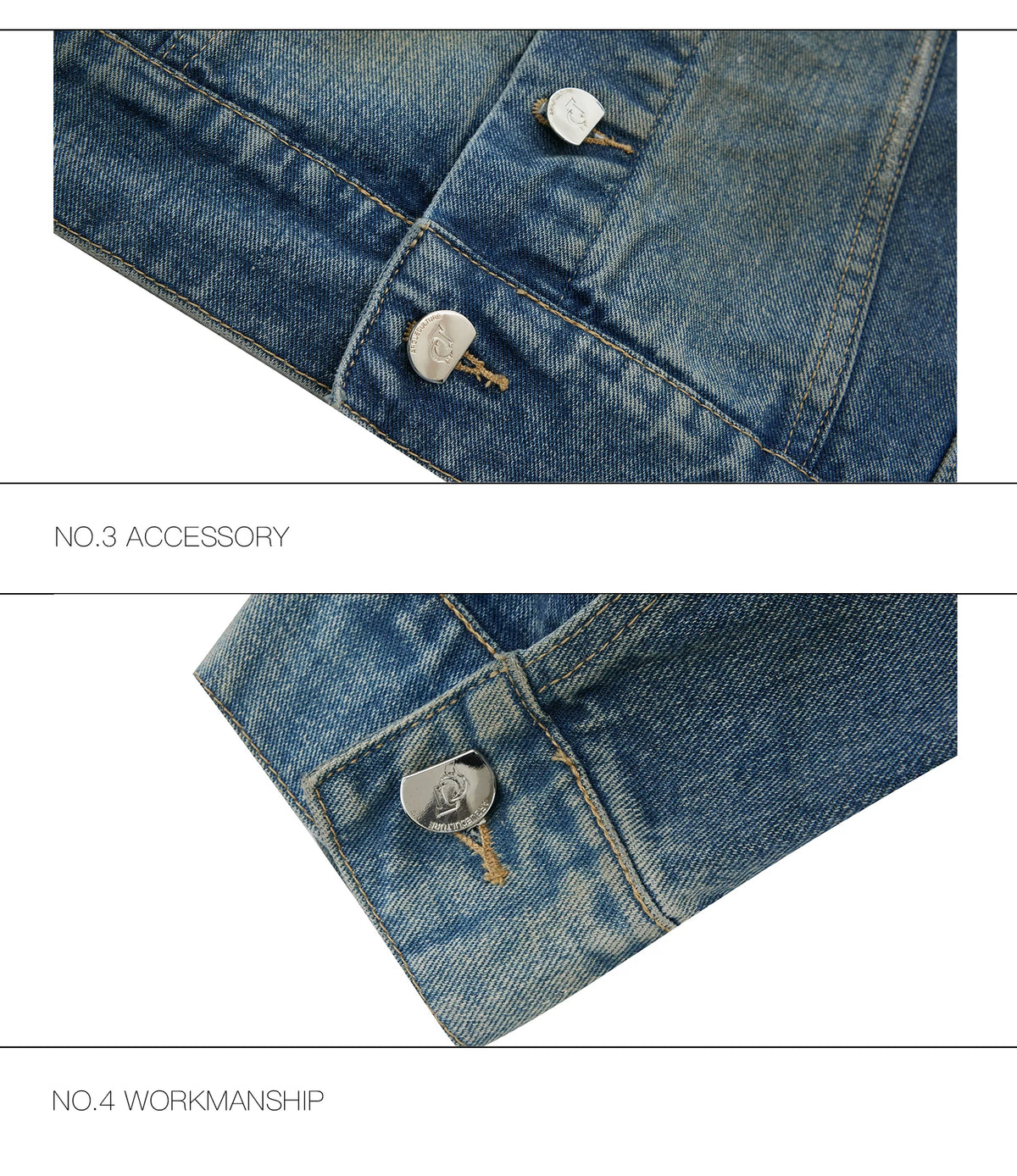 Embellished Washed Denim Jacket and Jeans in Blue - description image 16