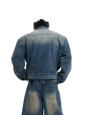 Embellished Washed Denim Jacket and Jeans in Blue - main image 3