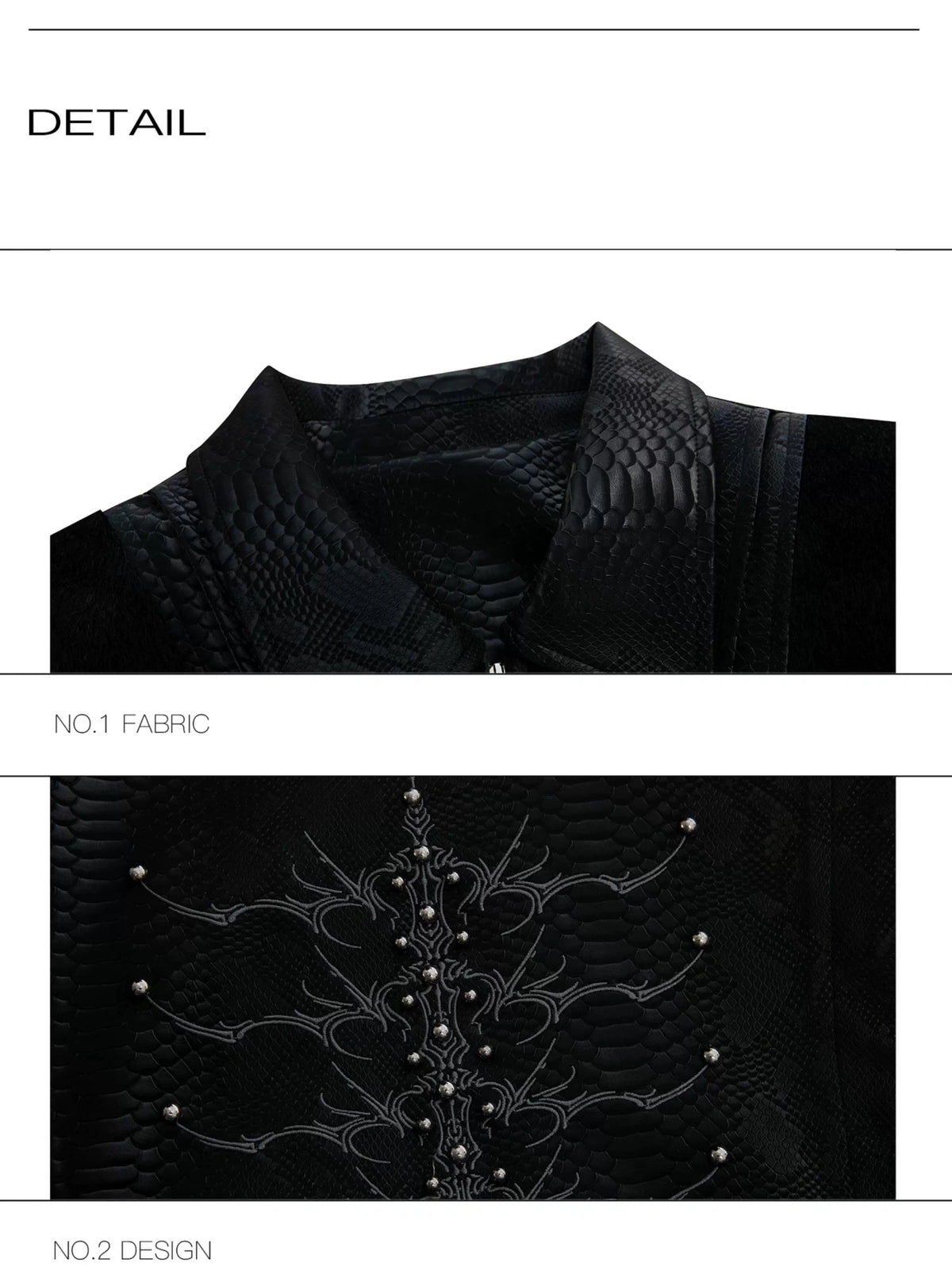 Snake-Texture Studded PU Cropped Jacket | Unisex - description image 26