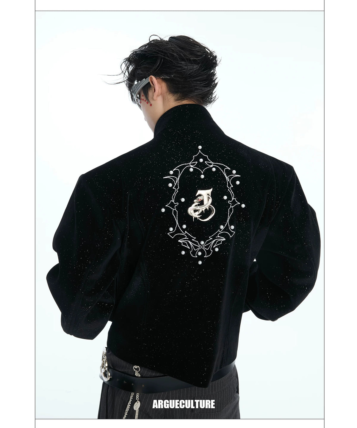 Fine-Glitter Metal Button Jacket | Loose Short Fit - description image 4