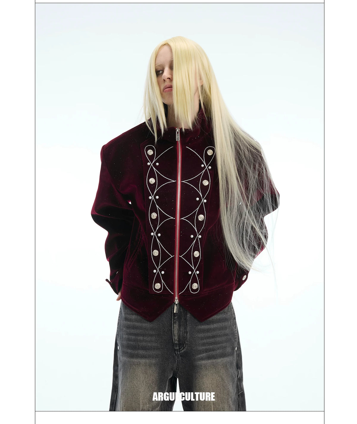 Fine-Glitter Metal Button Jacket | Loose Short Fit - description image 22